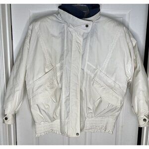 Towne By London Fog Womens Small Bomber Jacket White Quilted Lining